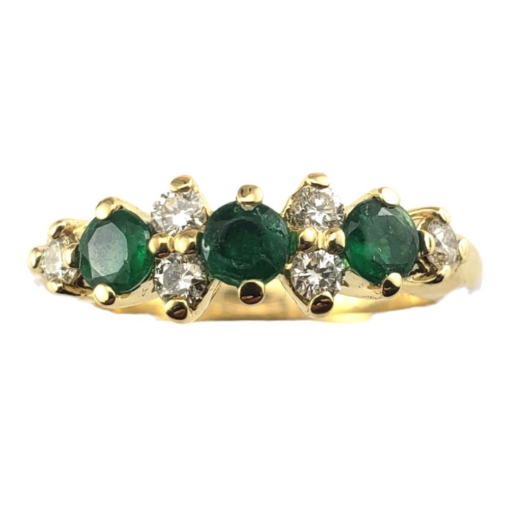 14K Yellow Gold Emerald and Diamond Ring Size 6.5 Lab Certified #16166